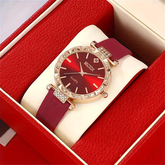 Women's Watch Eid Romance Red + Heart Jewellery Set