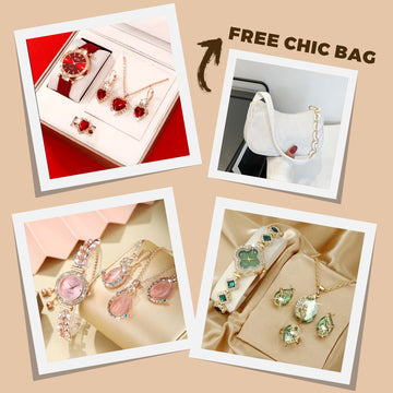 3 Luxury Women's Watch & Jewellery Sets + Exclusive Free Bag