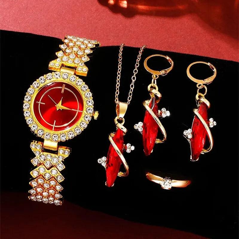 Women's Watch with Sparkling Jewellery Set Chic Elegance