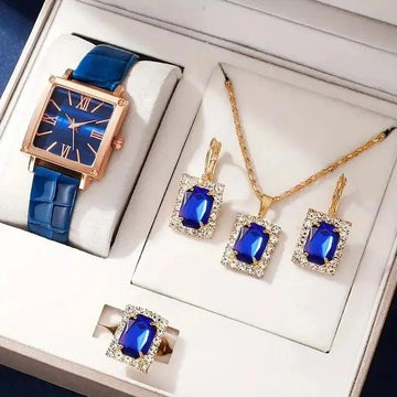 Women's Watch Square Elegance + Luxury Set